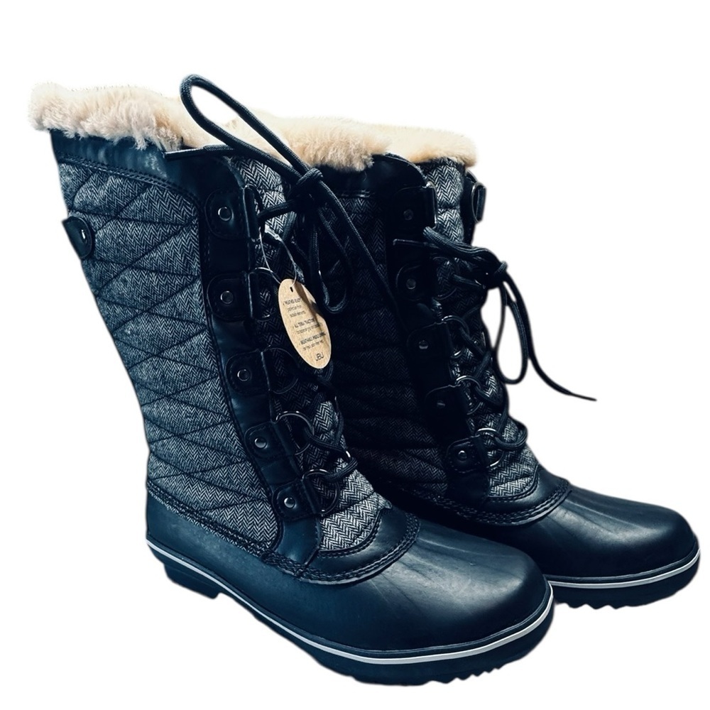 JBU by Jambu Lorna Encore Weather Ready Snow Boot, Black Herringbone 7 M in box - Picture 2 of 12